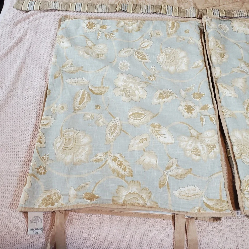 Linden Street Floral Striped Quilted Valance and standard sham Set‎ Sage Tan